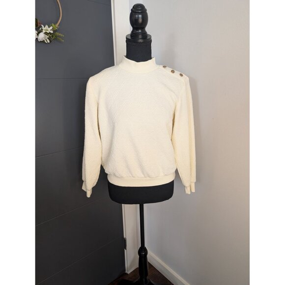 Alfred Dunner Tops - Vintage Alfred Dunner Petites Diamond Textured Cream Mock Neck Top -‎ PM